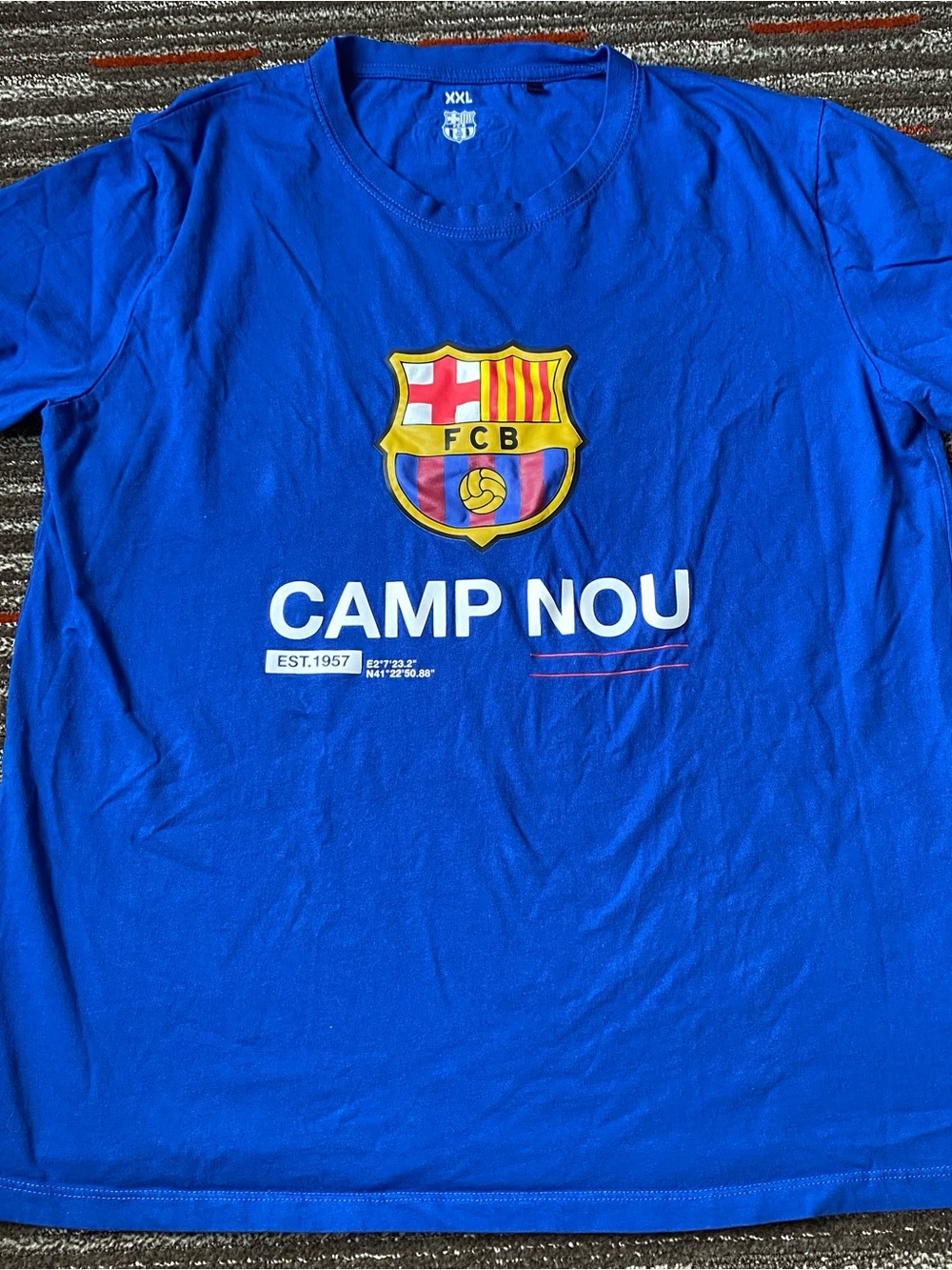 FCB Barcelona CAMP NOU Blue Soccer Football T-Shirt